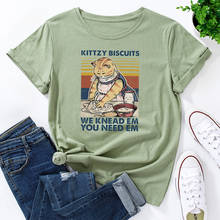 Cat Kittzy Biscuits We Knead Em Womens Short Sleeve T Shirts  Graphic Tops Crewneck Cotton Summer Casual Tee Shirts Gift 2024 - buy cheap