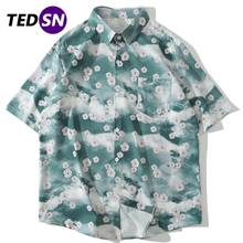 Camisas florales de flores de Hip Hop para hombre, ropa de calle de gran tamaño Harajuku, Tops de manga corta, camisas hawaianas de playa 2020 2024 - compra barato