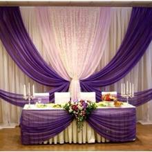 10 pies x 20 pies claro blanco boda telón de fondo con hermosa púrpura swags etapa cortina Decoración 2024 - compra barato