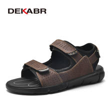 DEKABR Brand Men's Casual Shoes Genuine Leather Sandals Men Flip Flops Breather Slippers Plus Size 38~48 Summer Sapato Masculino 2024 - buy cheap