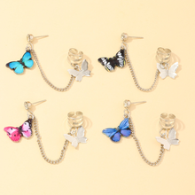 Pendientes de mariposa de cuatro colores elegantes para mujer, atmósfera Simple, Clip de oreja de mariposa colgante, regalo de lujo ligero 2024 - compra barato