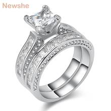 Newshe Genuine 925 Sterling Silver Wedding Rings For Women 1.25 Ct Princess Cut AAAAA CZ Jewelry Engagement Ring Set 2024 - buy cheap