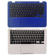 Teclado para laptop dell, inspiron 11 3162, branco 082jpv/azul 0drtk1, capa superior com descanso para as mãos 2024 - compre barato