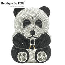 Bolsa de mão feminina cristal formato de panda, bolsa clutch com embreagem de metal, bolsas de mão para casamento, festa de coquetel, feminina 2024 - compre barato