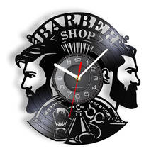 Парикмахерские принадлежности виниловые часы парикмахер Профессиональный настенный арт парикмахерские инструменты Виниловая пластинка настенные часы для мужчин салонный Декор 2024 - купить недорого