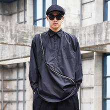 Мужская Повседневная рубашка в японском стиле на молнии с длинным рукавом, мужская длинная дизайнерская рубашка в стиле хип-хоп ретро, модная Свободная рубашка 2024 - купить недорого