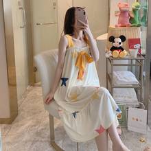 2022 Summer Plus Size Sexy Spaghetti Strap Long Dress Nightgowns for Women Cute Bow Sleepwear Nightdress Night Dress Home Nighty 2024 - buy cheap