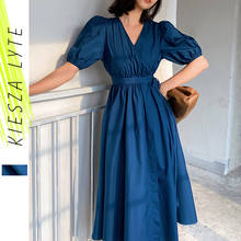 Woman Dress French Niche Puff Sleeves 2022 New Summer Sexy Lace Up Waist V-neck Vintage Dresses Vestido De Mujer 2024 - buy cheap