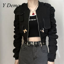 Y Demo Techwear Punk Zipper Jacket Women Long Sleeve Minimalist Pocket Outerwear Female Fashion Clothing 2020 2024 - buy cheap