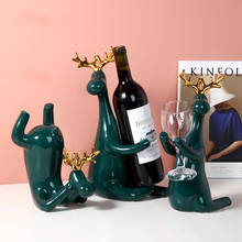 European Ceramic Red Wine Rack Bottle Holder Creative Figurines Miniatures Deer Family Furnishing Article for Home Wedding Decor 2024 - buy cheap