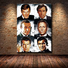 Pôster do filme james bond 007, clássico, vintage, pintura em tela, preto, branco, arte da parede, quadros para sala de estar, decoração de casa 2024 - compre barato