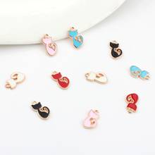 Zinc Alloy Enamel Charms Pendant Mini Cute Cat Pendant Charms 8*15mm 30pcs/lot For DIY Jewelry Making Find Accessories 2024 - buy cheap