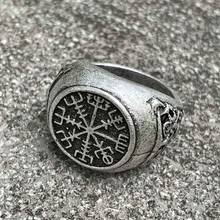 Anel masculino alternado, anel amuleto de bague wicca com símbolo runico, joia escandinavo para homens 2024 - compre barato