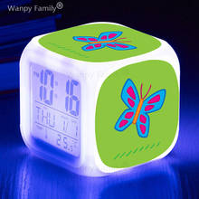 Reloj despertador de mariposa muy hermoso 7 colores LED brillante Digital despertador regalo para niños reloj Flash multifunción 2024 - compra barato