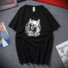 Nuevo patrón de algodón de manga corta gato espacial imprimir hombres camiseta casual suelta o-cuello hombres Camiseta Hombre Camisetas Camiseta XS-XXL 2024 - compra barato