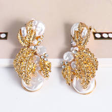 JUJIA  Pearl Earring For Women Gold Color Crystal Beaded Drop Earrings Trendy Jewelry Statement Earrings Brincos Gift 2024 - buy cheap