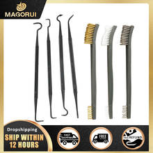 Magorui kit de limpeza de arma rifle, 3 peças de escova de fio de aço + 4 peças palito de nylon universal para caça 2024 - compre barato