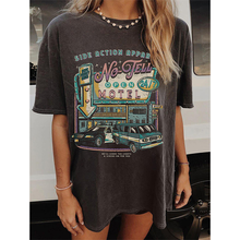 Vintage Black City Car Letter Printing Oversized T Shirt Women Clothing O Neck Short Loose Streetwear Summer 2021 Woman Tshirts 2024 - buy cheap