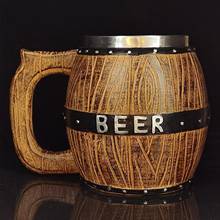 Taza de cerveza en forma de cubo para hombres, barril de madera de 580ml, taza de cóctel, regalo Xma 2024 - compra barato