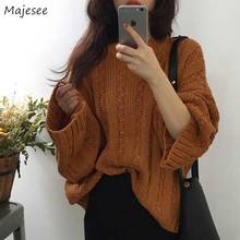 Pullovers Womens Autumn Flare Long Sleeve Retro Hot Sale Simple O-neck Lazy Sweaters Loose Vintage Knitted Fashion Korean Soft 2024 - buy cheap