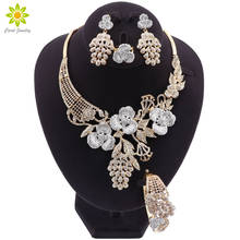 Conjunto de collar y pendientes con forma de flor para mujer, joyas de oro con estilo africano, joyas de aniversario 2024 - compra barato