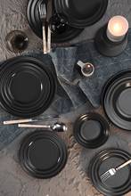 New Tuvana Black 24 Piece Dinner Set Anthracite Luxury Dining Set 6 Platter - 6 Cake plate - 6 A dinner plate - 6 Soup bowl 2024 - buy cheap