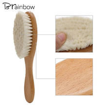 Brainbow Soft Goat Hair Sweeping Brush Men Beard Comb Oval Beech Handle Barber Dust Brush For Broken Hair Cleaning Tools 2024 - buy cheap