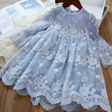 Princesa vestido floral menina bordado renda princesa para crianças festas fantasias crianças 3-8t vestidos de manga comprida menina 2024 - compre barato