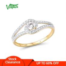 VISTOSO Gold Rings For Women Genuine 9K 375 Yellow Gold Ring Sparkling White CZ Promise Band Rings  Anniversary Fine Jewelry 2024 - buy cheap