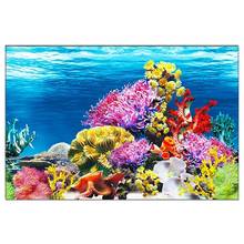 Fondo de acuario con pegatinas 3D, póster de paisaje, Océano, planta marina, hierba, decoraciones de fondo de pecera, adornos 2024 - compra barato