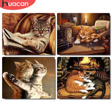 HUACAN Oil Painting By Number Cat Drawing On Canvas DIY Pictures By Number Animal Kits Home Decoration 2024 - buy cheap