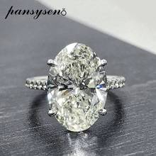Pansysen luxo oval corte diamante anéis de pedra preciosa para mulher real 925 prata esterlina jóias finas anel de casamento nupcial atacado 2024 - compre barato