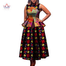 Африканские женские платья Bazin Riche Pachwork, элегантная традиционная африканская одежда без рукавов, комплекты с юбкой длиной до щиколотки, WY6142 2024 - купить недорого