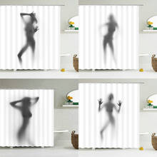 Cortinas de baño impermeables para mujer, estampado 3d de sombra de chica con ganchos, tela de poliéster, 180x200 2024 - compra barato