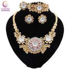 CYNTHIA Nigerian Wedding African Beads Jewelry Sets Crystal Necklace Sets Gold Color Jewelry Set Wedding Accessories Party 2024 - buy cheap