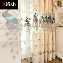 Floral Blackout Luxury Curtains Living Room Phoenix Embroidery Hollow Peacock Curtains Bedroom European Gorgeous Tulle Voile 6 2024 - buy cheap