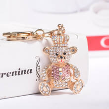 EASYA Lovely Crystal Crown Bear Keychain Keyrings Cute Rhinestone Animal Accessories For Bag Car Key Holder Jewelry Gift 2024 - buy cheap