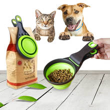 Animal de estimação dobrado cão alimentadores de gato tigela colher de alimentos selagem clipper armazenamento de alimentos para animais de estimação gato suprimentos para cães dobrável doggie snack cup 2024 - compre barato