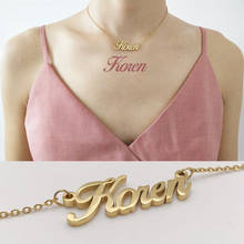 Colar com nome personalizado, joias da moda, presentes, pingente de aço inoxidável, colar feminino com gargantilha árabe antiga 2024 - compre barato