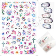 Cute Rabbit Nails Art Stickers for Nails Decorations Manicure Design Unicorn Nail Stickers Back Glue 3D Nail Foil Accessories 2024 - buy cheap