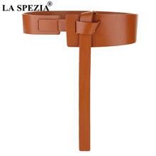 LA SPEZIA Genuine Leather Wide Waist Belts For Dress Women Belt Self Tie Solid Black Red Camel Fashion Female Corset Belt 120cm 2024 - buy cheap