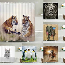 Tiger Shower Curtains Waterproof Fabric 3d Bathroom Curtains Animals With Hooks Decoration Large Size 240X180cm Bath Screen 2024 - buy cheap