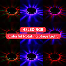 48led rgb colorido girando luz de palco mini ktv bar festa dj discoteca efeito lâmpada colorido rotativo pequena luz solar 125*125*35mm 2024 - compre barato