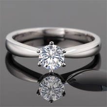 Anel de noivado feminino moissanite branca, 1ct ouro branco 750 estilo coreano para mulheres, melhor anel de casamento 2024 - compre barato