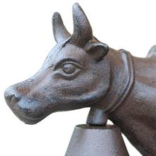 Vintage Bull Head Cast Iron Hand Cranking Wall Bell European Home Garden Door Mounted Ox Animal Head Figurines Welcome Bell 2024 - buy cheap