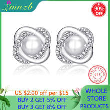 LMNZB Trendy Pearl Earrings Tibetan Silver 925 Earrings for Women Korean Flower Earrings Fashion Jewelry E098 2024 - buy cheap