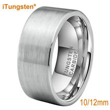 Grande anel de casamento de tungstênio 12mm para homens, corte de tubo escovado, ajuste confortável 2024 - compre barato