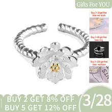 925 Sterling Silver Charming Lotus Flower Twist Adjustable Open Ring   Anniversary Dropshipping S-R152 2024 - buy cheap