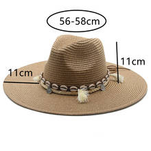 Панама, женская, мужская, с ремешком, ковбойские соломенные шляпы с большими полями, 11 см, для защиты от солнца, пляжные соломенные шляпы, женские шляпы 2024 - купить недорого