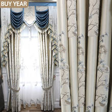 Estilo europeu cortinas para sala de jantar quarto luxo bordado cortinas valance para sala estar luxo 2024 - compre barato